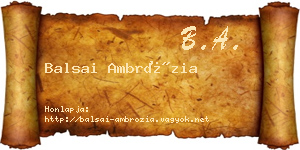Balsai Ambrózia névjegykártya